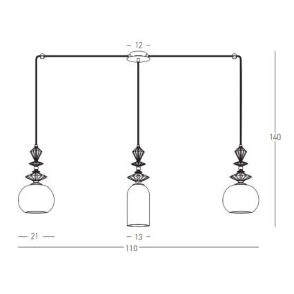 Lustră pe cablu 3xE27/40W/230V ceramică Zambelis 22153