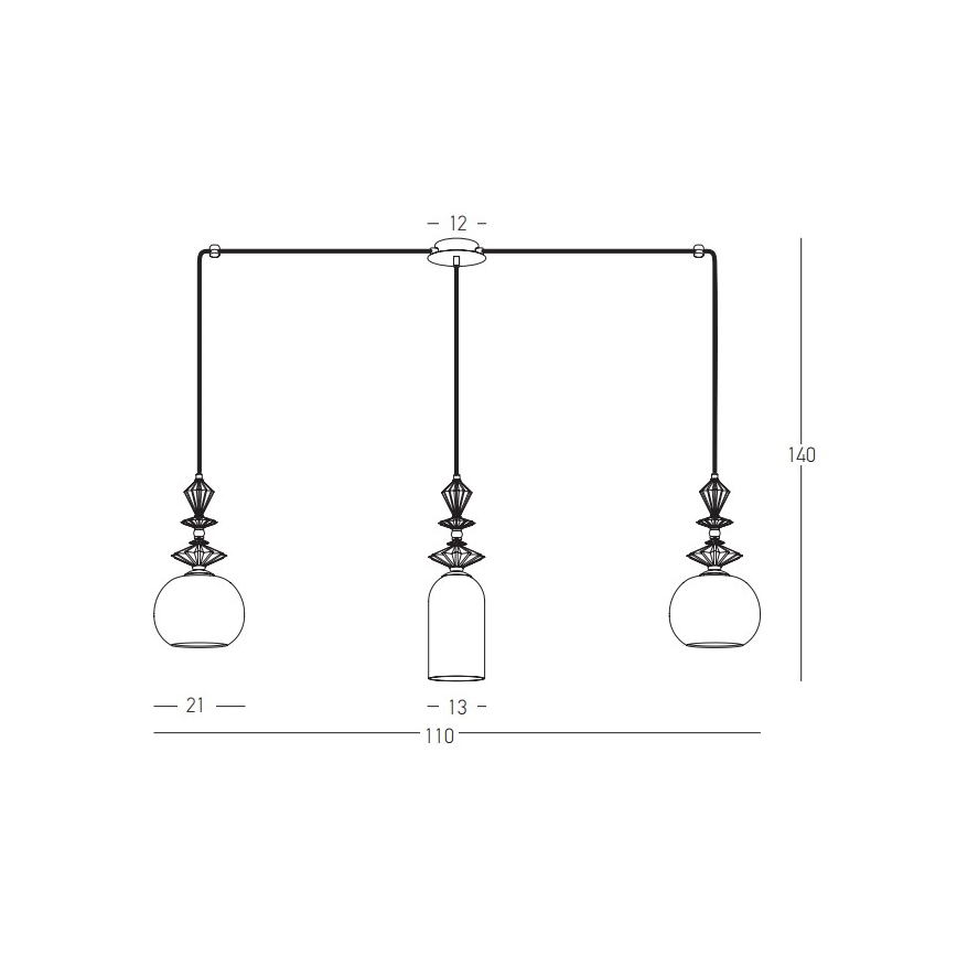Lustră pe cablu 3xE27/40W/230V ceramică Zambelis 22153