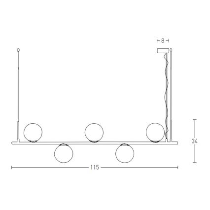 Lustră pe cablu 5xE14/15W/230V auriu Zambelis 1998
