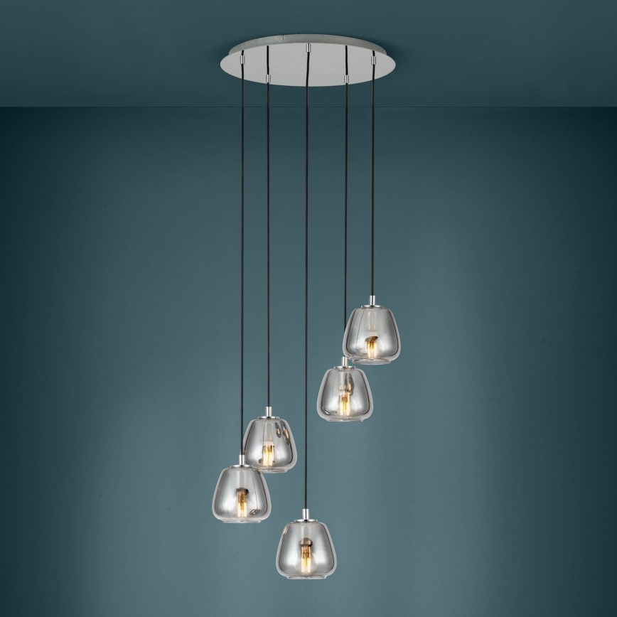 Lustră pe cablu 5xE27/40W/230V gri Eglo