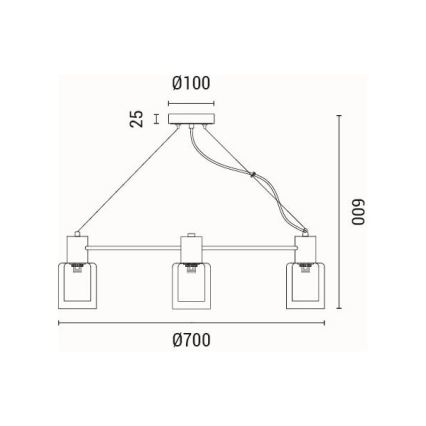 Lustră pe cablu 6xE14/15W/230V