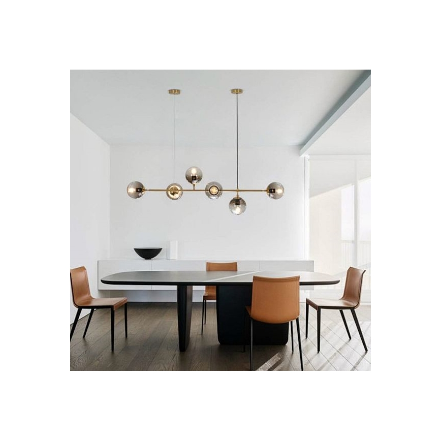 Lustră pe cablu 6xE27/10W/230V auriu