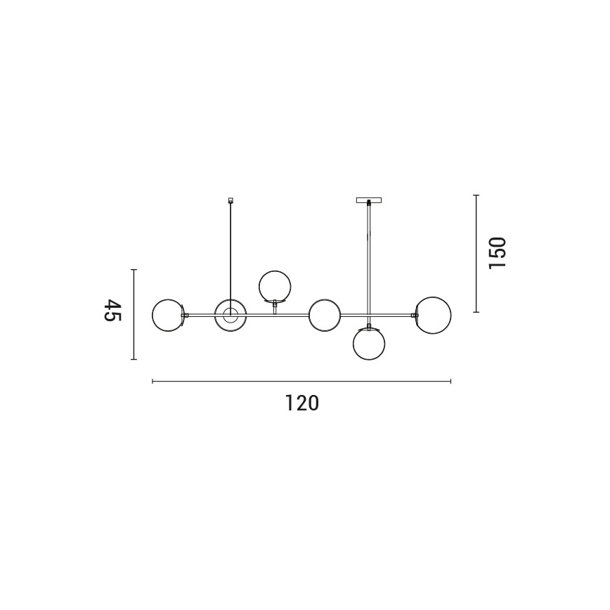Lustră pe cablu 6xE27/10W/230V auriu