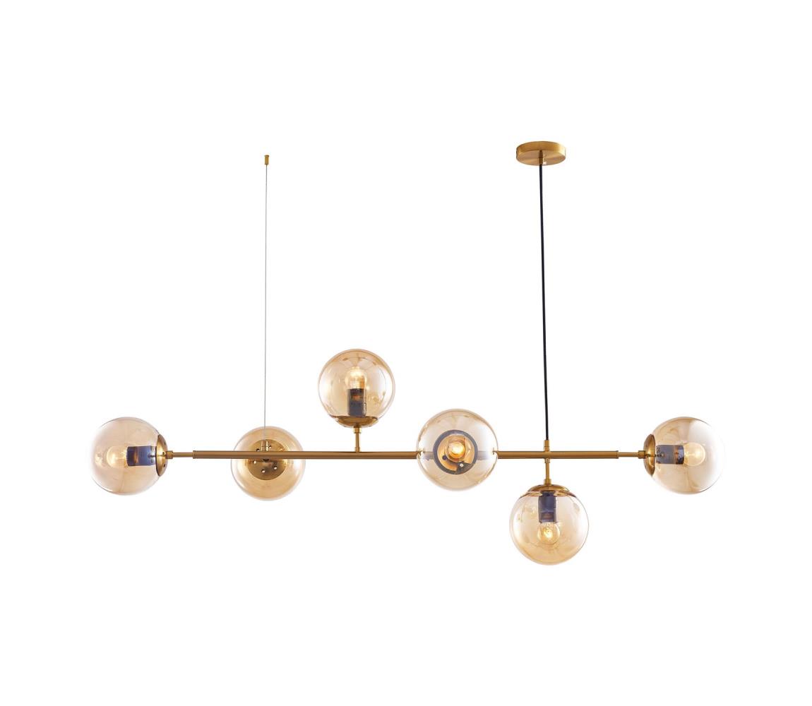 Lustră pe cablu 6xE27/10W/230V auriu