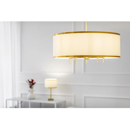 Lustră pe cablu ABBANO 5xE14/7W/230V alamă/albă Argon 2132