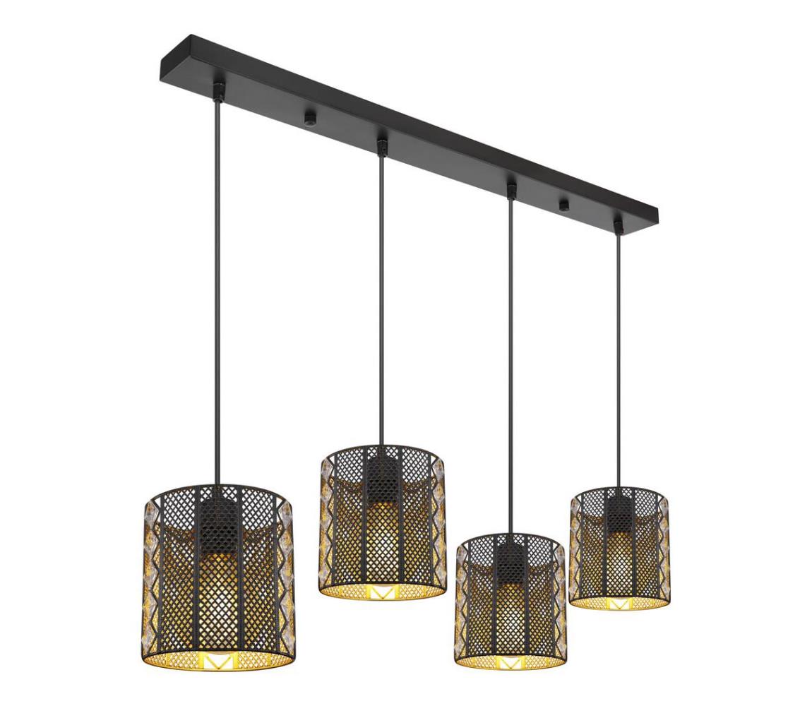 Lustră pe cablu ABINY 4xE27/60W/230V aurie/neagră Globo 15450-4H