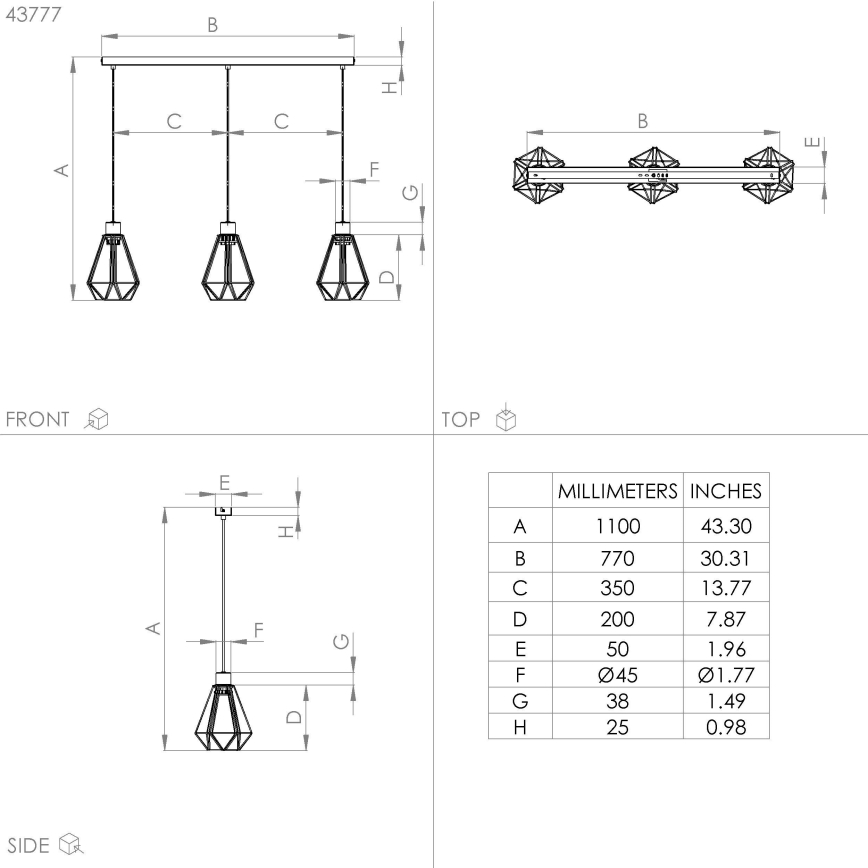 Lustră pe cablu 3xE27/40W/230V Eglo