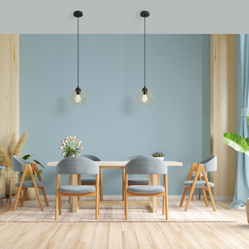 Lustră pe cablu AGAT 1xE27/15W/230V auriu/negru