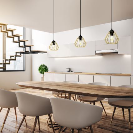 Lustră pe cablu AGAT 1xE27/15W/230V auriu/negru