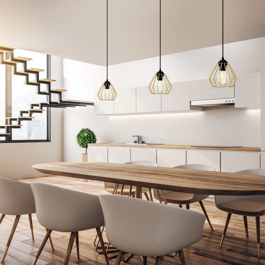 Lustră pe cablu AGAT 1xE27/15W/230V auriu/negru