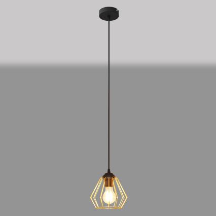 Lustră pe cablu AGAT 1xE27/15W/230V auriu/negru