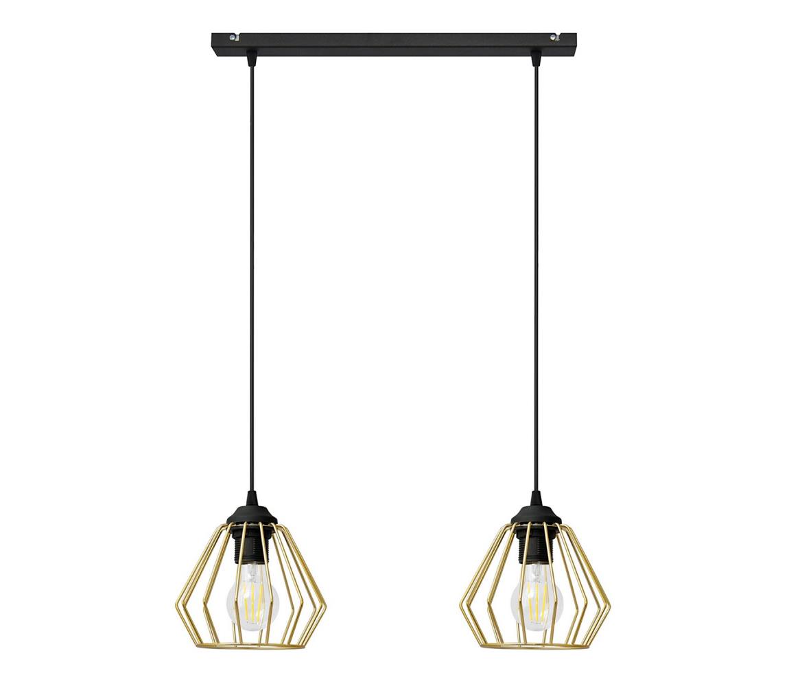 Lustră pe cablu AGAT 2xE27/60W/230V auriu/negru