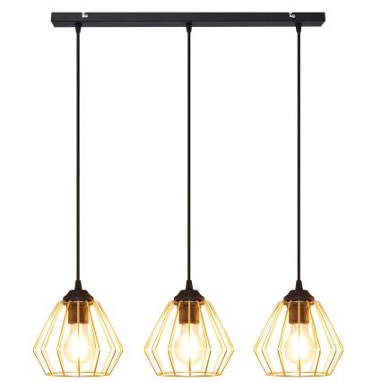 Lustră pe cablu AGAT 3xE27/15W/230V auriu/negru