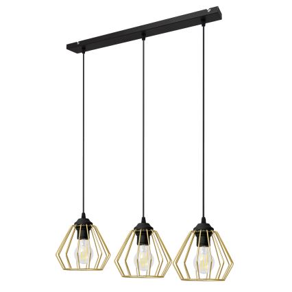 Lustră pe cablu AGAT 3xE27/15W/230V auriu/negru