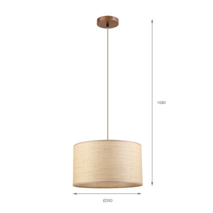 Lustră pe cablu AIDA 1xE27/15W/230V Ø35 cm stejar/rafie