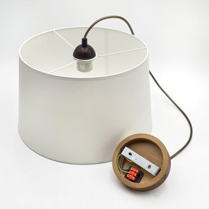 Lustră pe cablu AIDA 1xE27/60W/230V, diam. 35 cm, stejar/maro/alb