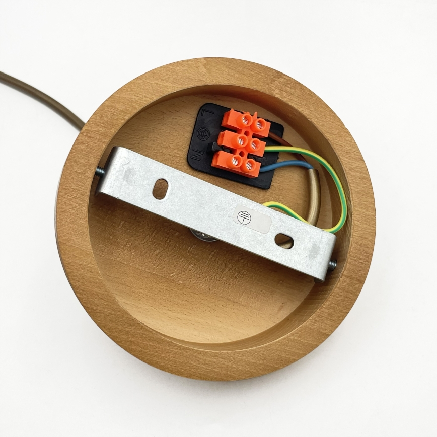 Lustră pe cablu AIDA 1xE27/60W/230V, diam. 35 cm, stejar/maro/alb