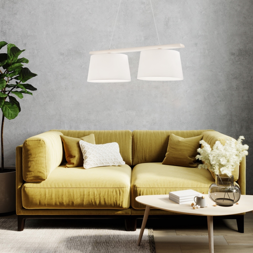 Lustră pe cablu AIDA, 2x E27, 60W, 230V, Ø 35 cm, stejar/alb