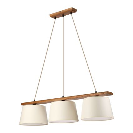 Lustră pe cablu AIDA 3xE27/15W/230V, diam. 25 cm, stejar/crem
