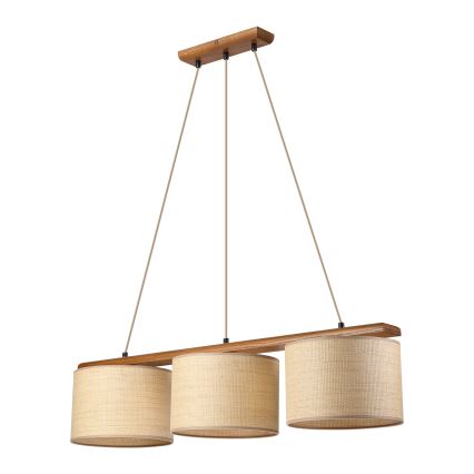 Lustră pe cablu AIDA 3xE27/15W/230V Ø 25 cm stejar/rafie
