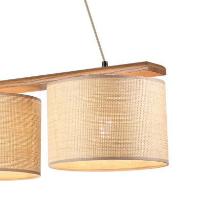 Lustră pe cablu AIDA 3xE27/15W/230V Ø 25 cm stejar/rafie