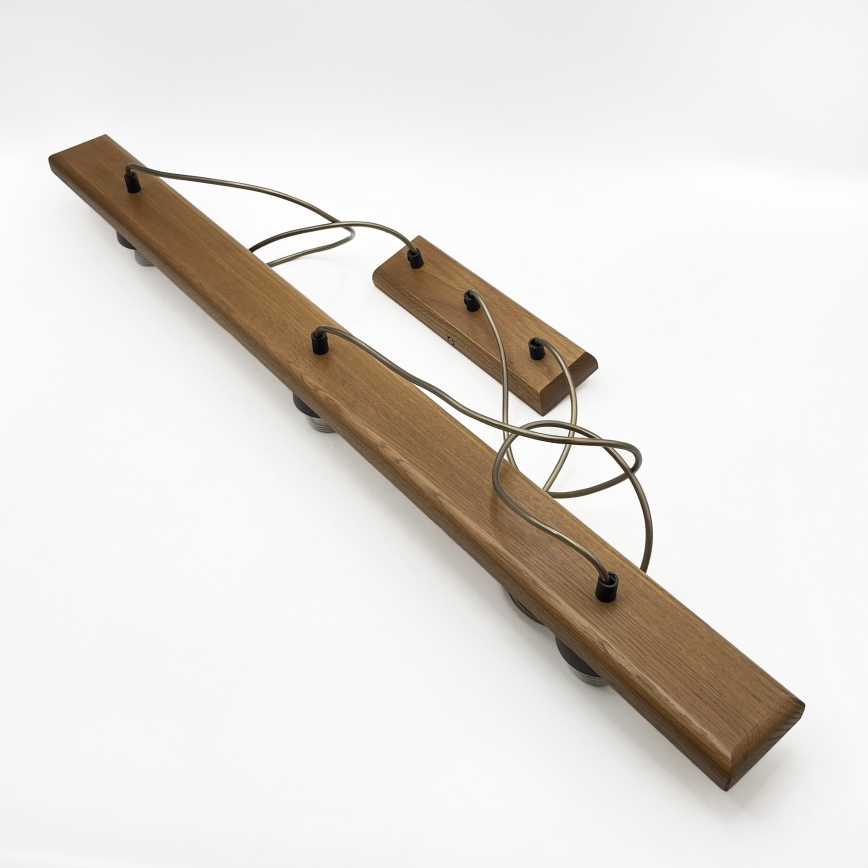 Lustră pe cablu AIDA 3xE27/15W/230V Ø 25 cm stejar/rafie