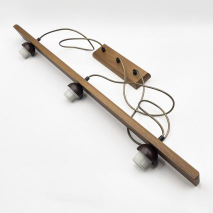 Lustră pe cablu AIDA 3xE27/15W/230V Ø 25 cm stejar/rafie