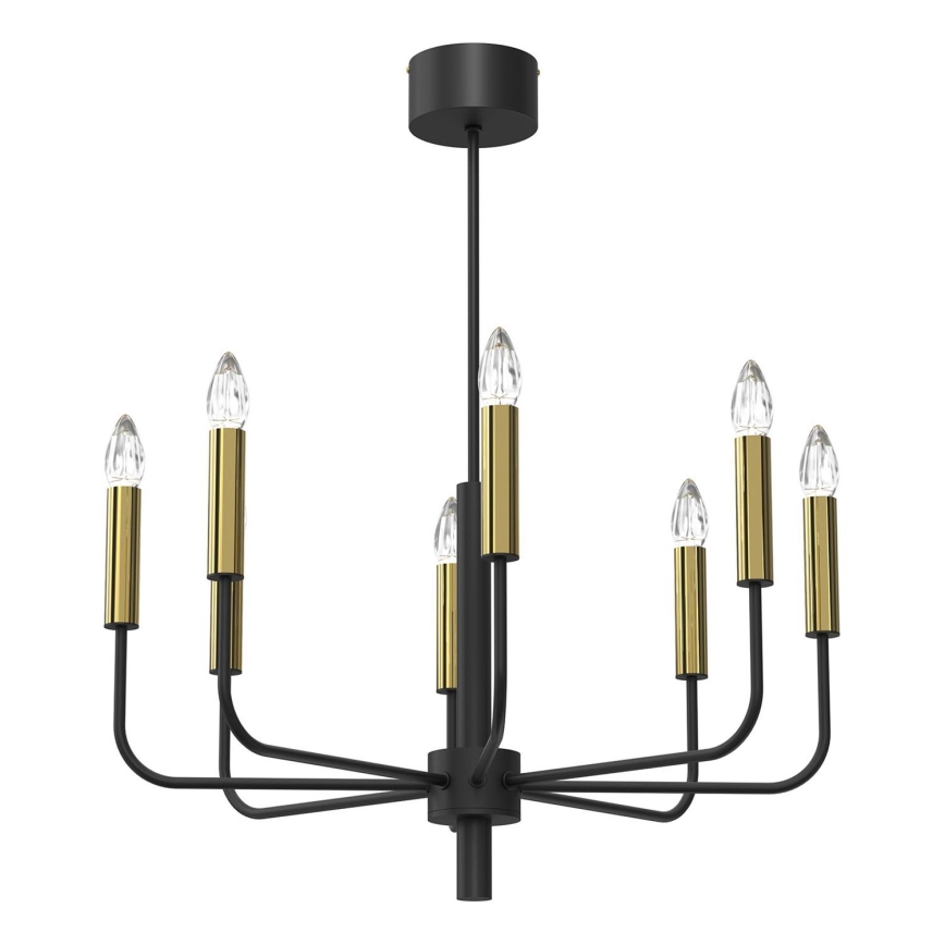 Lustră pe cablu AKASYA 8xE14/15W/230V negru/auriu