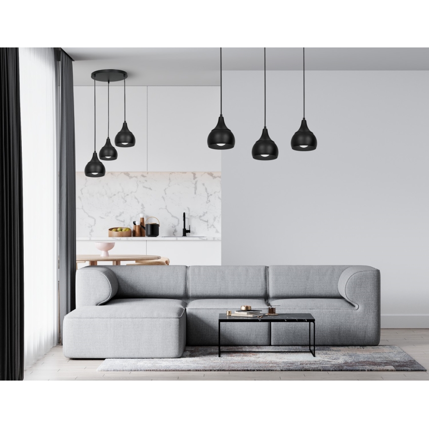 Lustră pe cablu AKTAN 3xE27/60W/230V neagră