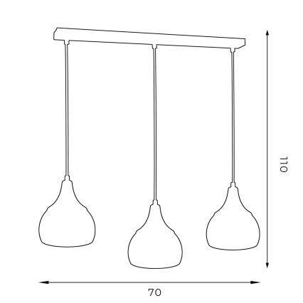 Lustră pe cablu AKTAN 3xE27/60W/230V neagră