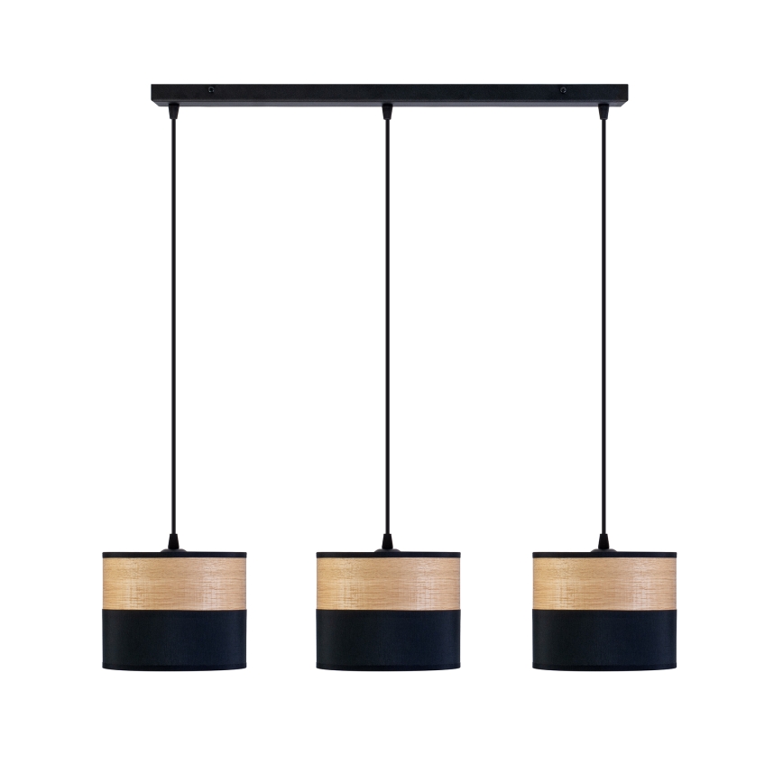 Lustră pe cablu ALBA 3xE27/15W/230V negru/maro