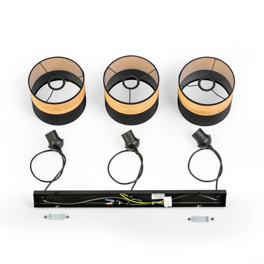 Lustră pe cablu ALBA 3xE27/15W/230V negru/maro