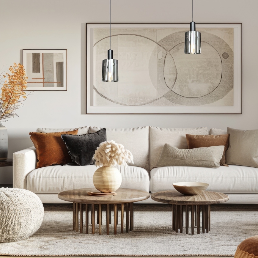 Lustră pe cablu ARCADIA 1xE27/60W/230V d. 13 cm negru/fumuriu