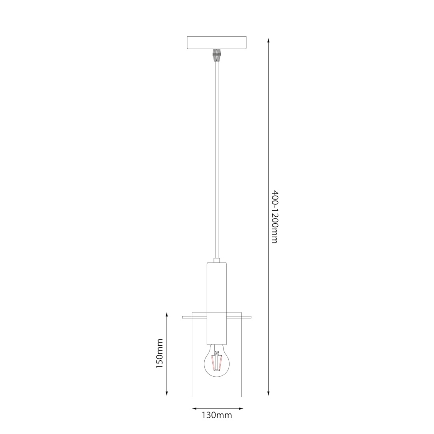 Lustră pe cablu ARCADIA 1xE27/60W/230V d. 13 cm negru/fumuriu