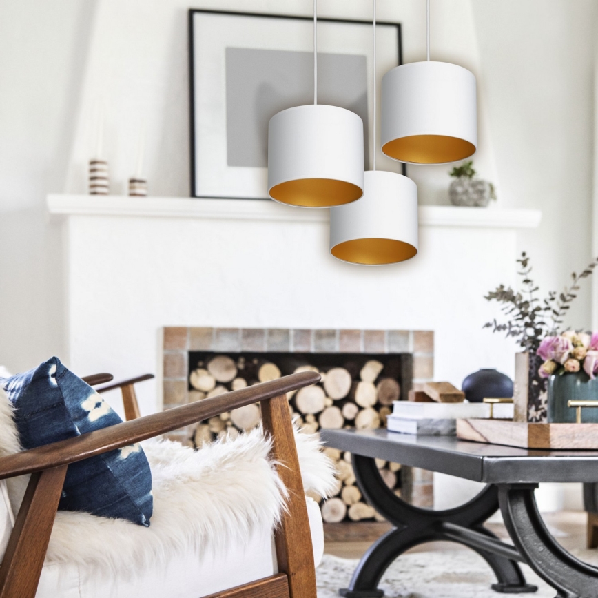 Lustră pe cablu ARDEN 3xE27/60W/230V albă/aurie