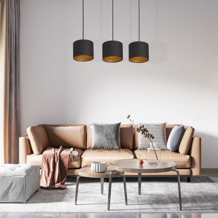 Lustră pe cablu ARDEN 3xE27/60W/230V neagră/aurie