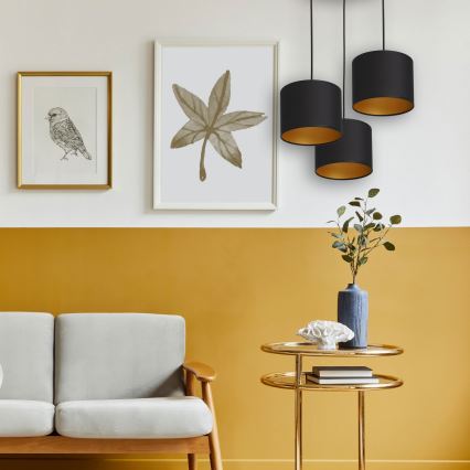 Lustră pe cablu ARDEN 3xE27/60W/230V neagră/aurie