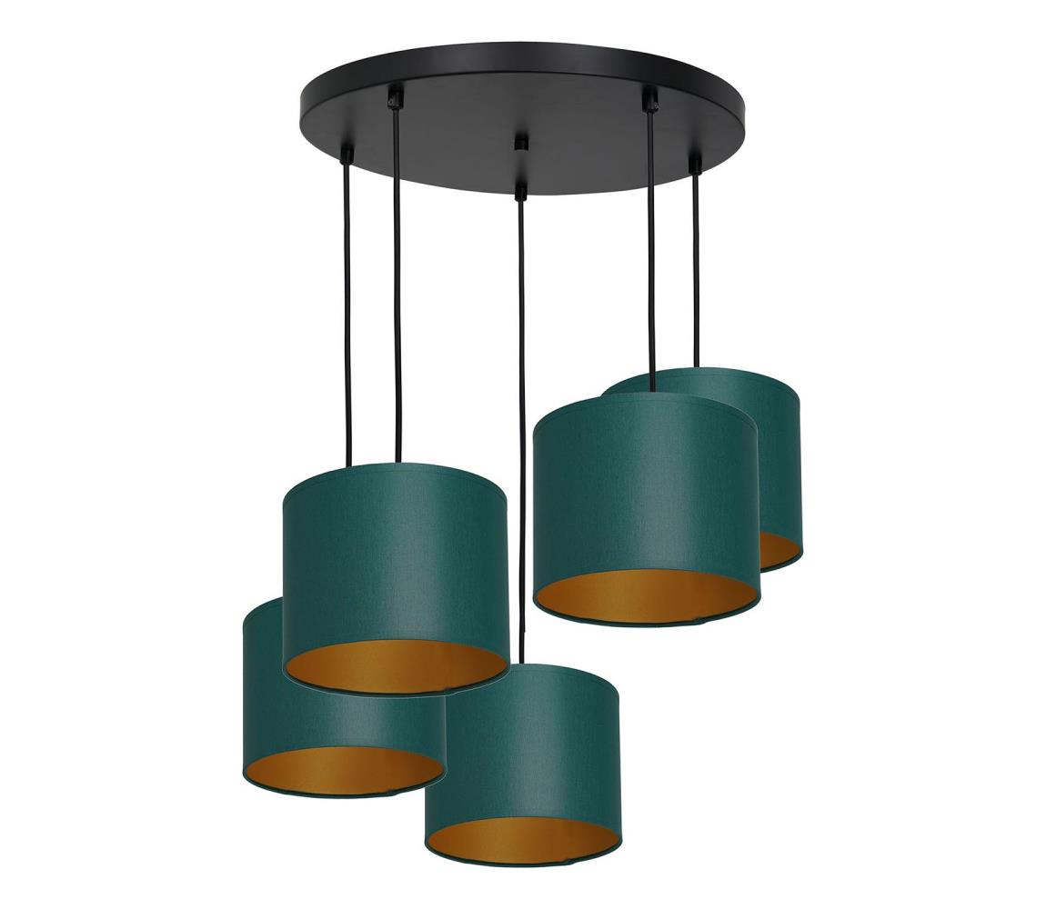 Lustră pe cablu ARDEN 5xE27/60W/230V verde/aurie