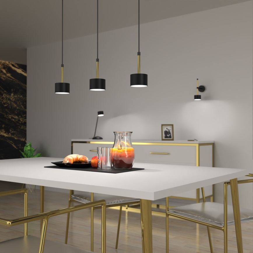 Lustră pe cablu ARENA 3xGX53/11W/230V neagră/aurie