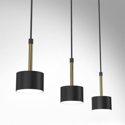 Lustră pe cablu ARENA 3xGX53/11W/230V neagră/aurie