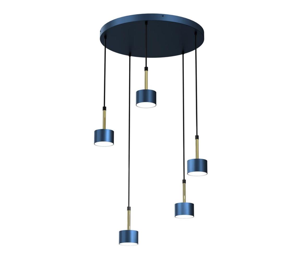Lustră pe cablu ARENA 5xGX53/11W/230V albastră/aurie
