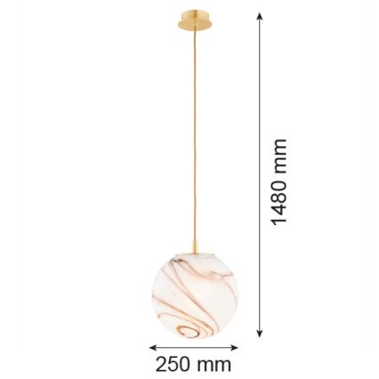 Lustră pe cablu Argon 8447 ALMIROS 1xE27/15W/230V d. 25 cm auriu