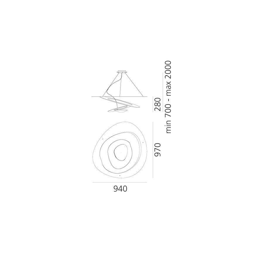 Lustră pe cablu Artemide 1239010A PIRCE 1xR7s/11W/230V 97 cm alb
