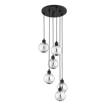 Lustră pe cablu ARVENE, 6xE27/15W/230V, negru/crom lucios
