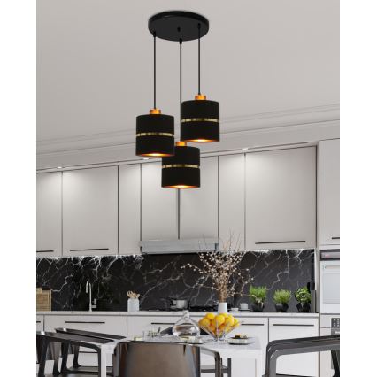 Lustră pe cablu ASSAM 3xE27/60W/230V negru