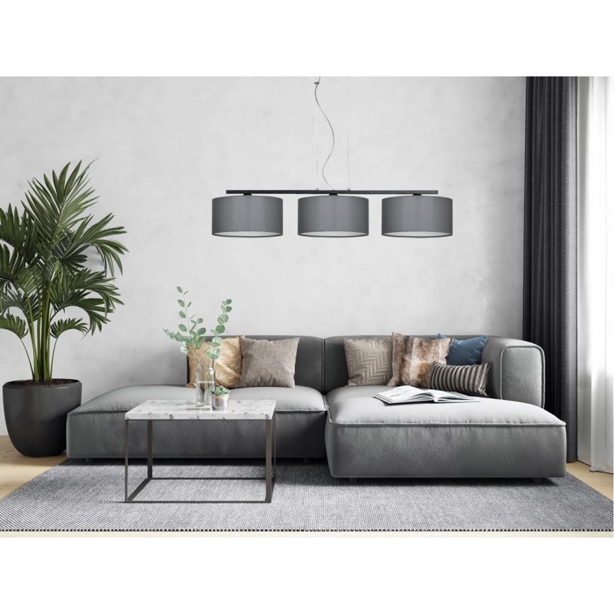 Lustră pe cablu ASTRA 3xE27/60W/230V gri