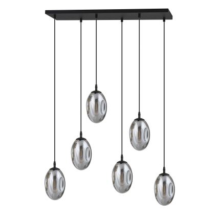 Lustră pe cablu ASTRAL 6xE14/10W/230V negru/fumuriu
