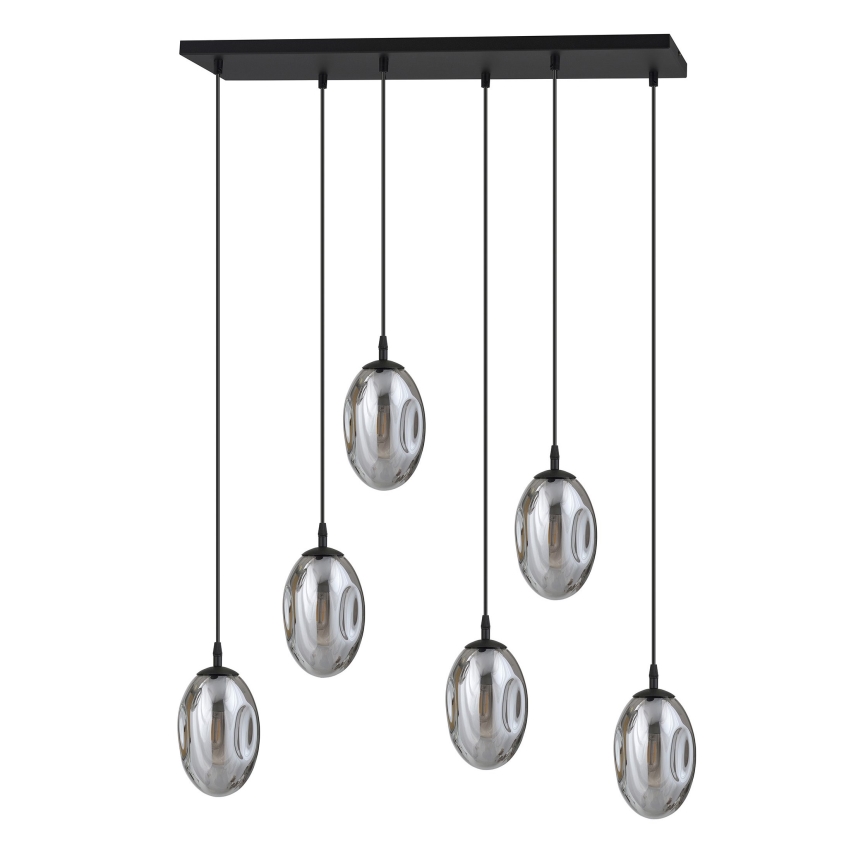 Lustră pe cablu ASTRAL 6xE14/10W/230V negru/fumuriu