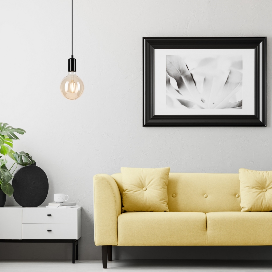 Lustră pe cablu ASTRID 1xE27/60W/230V negru lucios