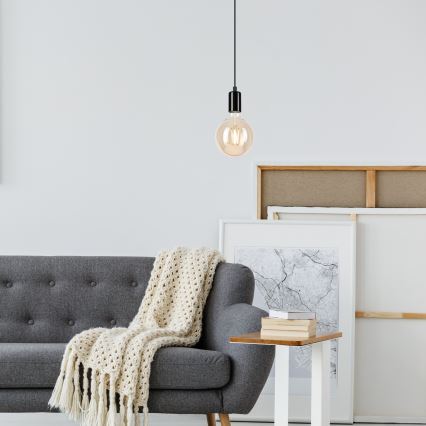 Lustră pe cablu ASTRID 1xE27/60W/230V negru lucios